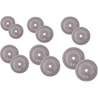 POWRX Discos Hierro Fundido 5-30 kg Set - Pesas Ideales para Mancuernas y Barras con diámetro 30 mm + PDF Workout